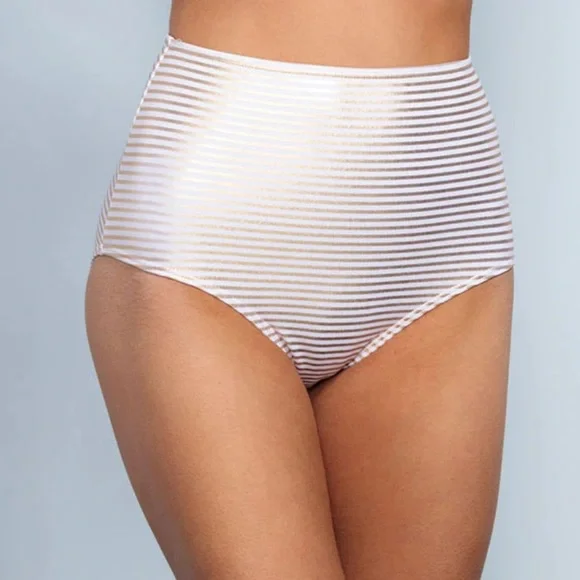 DM Fashion Swim Dm Fashion High Waist Bottoms Gold Stripe Size
